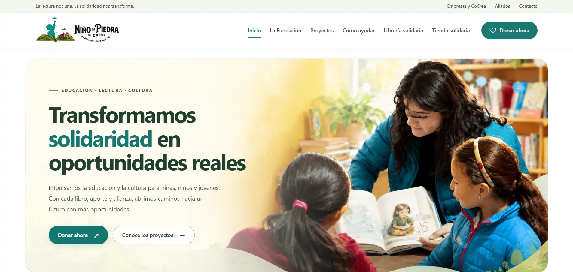 Página principal de la Fundación Niño de Piedra